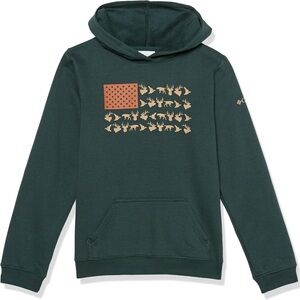 Brand New！For Christmas！Columbia Kids Green Hoodie with Brown Graphic